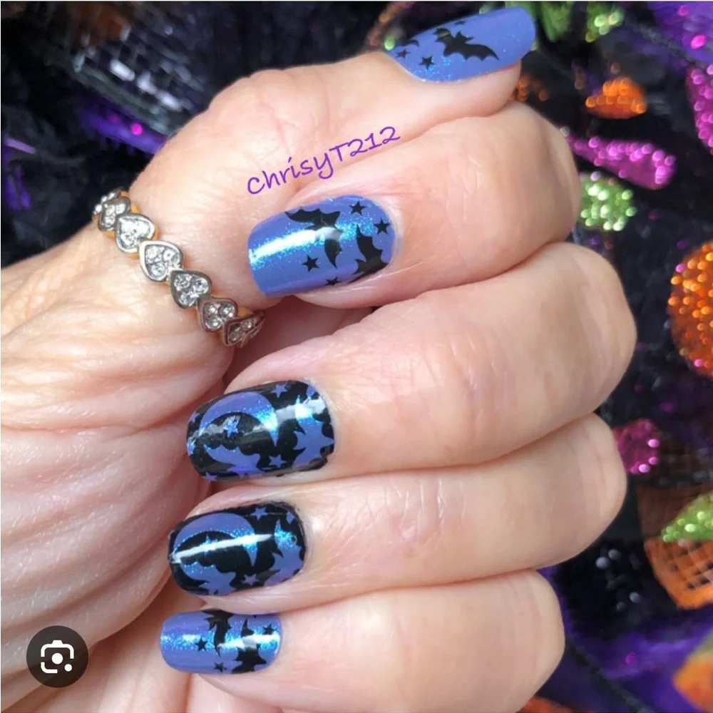 *Retired* Color Street: Bat’s Amore | Halloween Blue Purple Black Stars Fall - Picture 7 of 13
